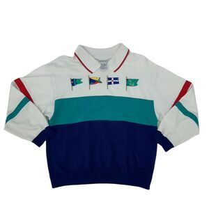 Vintage Napa Valley Petites Polo Shirt Womens M Medium Country Flag Colorblock